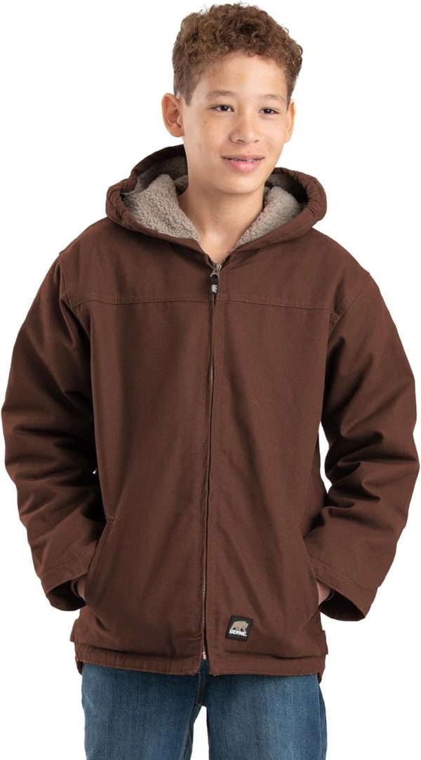 Berne Youth Sherpa-Lined Softstone Duck Hooded Jacket