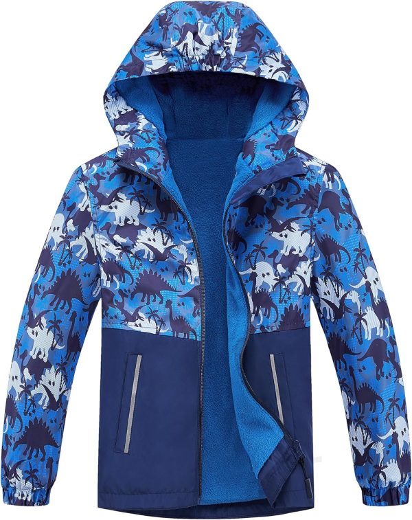 M2C Boys Girls Hooded Color Block Waterproof Fleece Lined Windbreaker Jacket